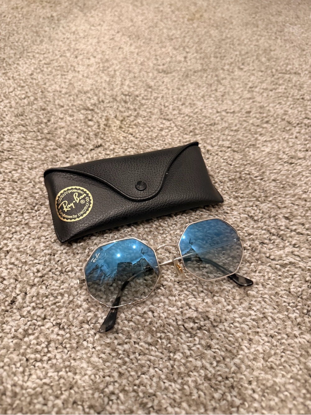 Ray-Ban Octagonal Sunglasses with Blue Gradient Lenses